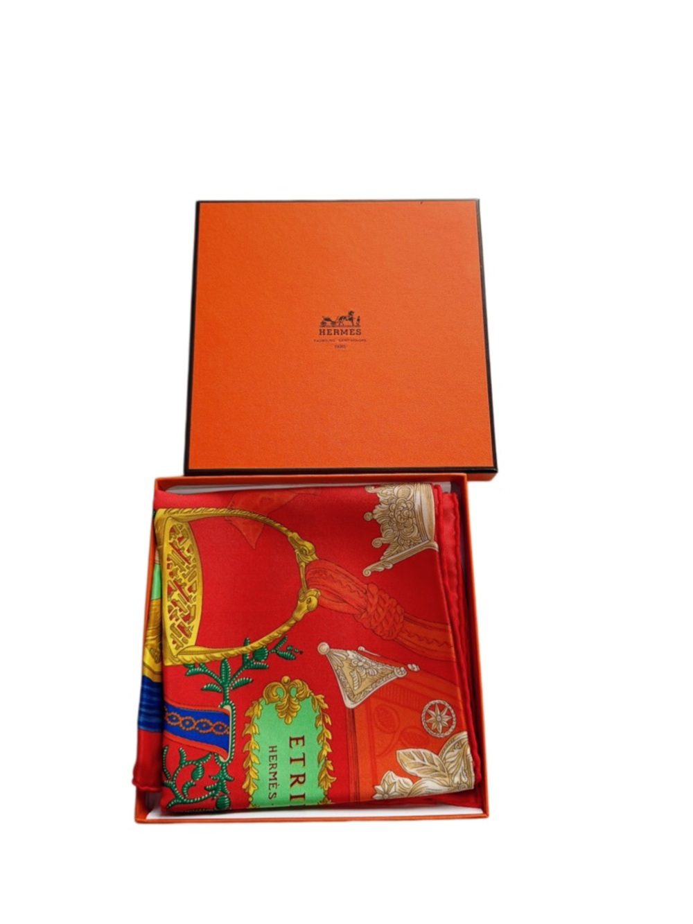 🚩steal Hermes Red Multicolor Silk Scarf